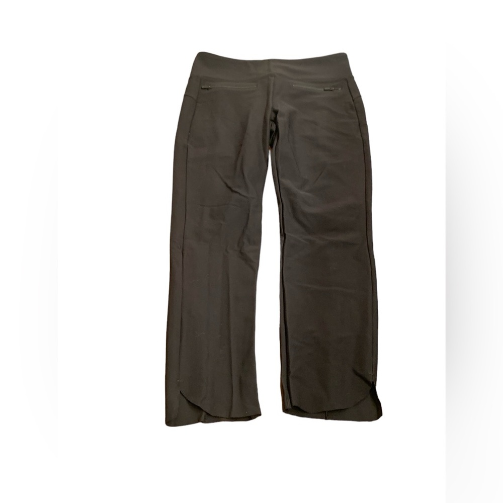 Athleta pants with front pocket, zippers, black size medium